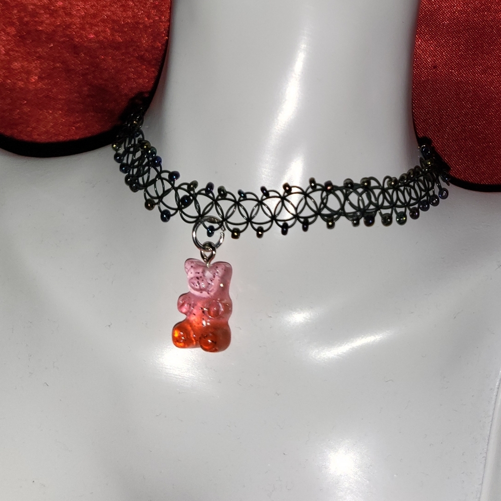 Bear Gummy Choker necklace, Tattoo Choker charm necklace, Gummy bear